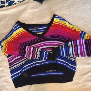 Rainbow Striped Cropped Sweater